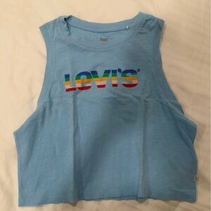 Levi's Light Blue Sleeveless Top with Rainbow Logo